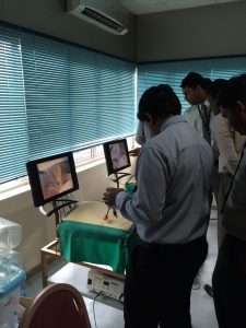 Year 2 General Surgical trainee attending the laparoscopic course